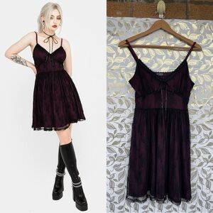 Disturbia Plum Lace Slip Dress | Whimsigoth Goth Core Mini | US 6